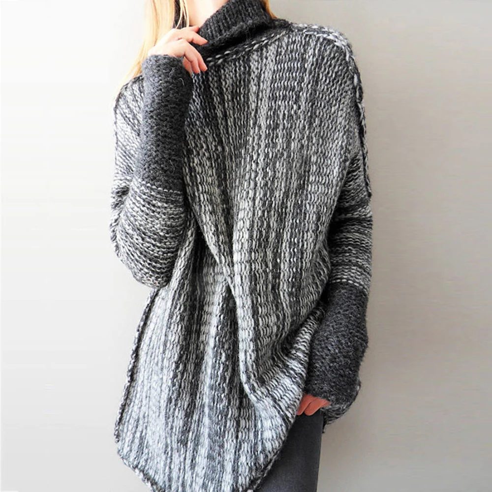 

CALOFE Women Oversize Basic Knitted Stretchable Elasticity Long Slim Sweater Female Solid Turtleneck Collar Warm 2019 NEW