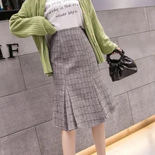 Новинка, осенняя модная женская юбка, Облегающие юбки с длинным шлейфом, серые, черные, 7216