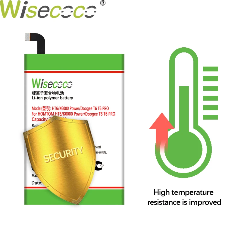 Wisecoco T6 7700 мАч для DOOGEE T6 T 6 PRO/HOMTOM HT6/Oukitel K6000/Ulefone аккумулятор для телефона+ номер отслеживания