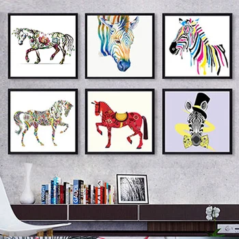 

DIY oil Painting By Numbers Animals horse Colorful abstract pictures Drawing Coloring paint By Numbers for hoom decor with frame