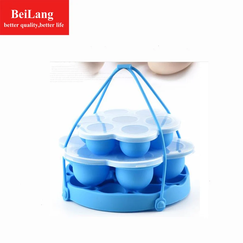 

BerLang New kitchen silicone multi-function egg steamer portable steamer steamed egg rack removable to make insulation pad