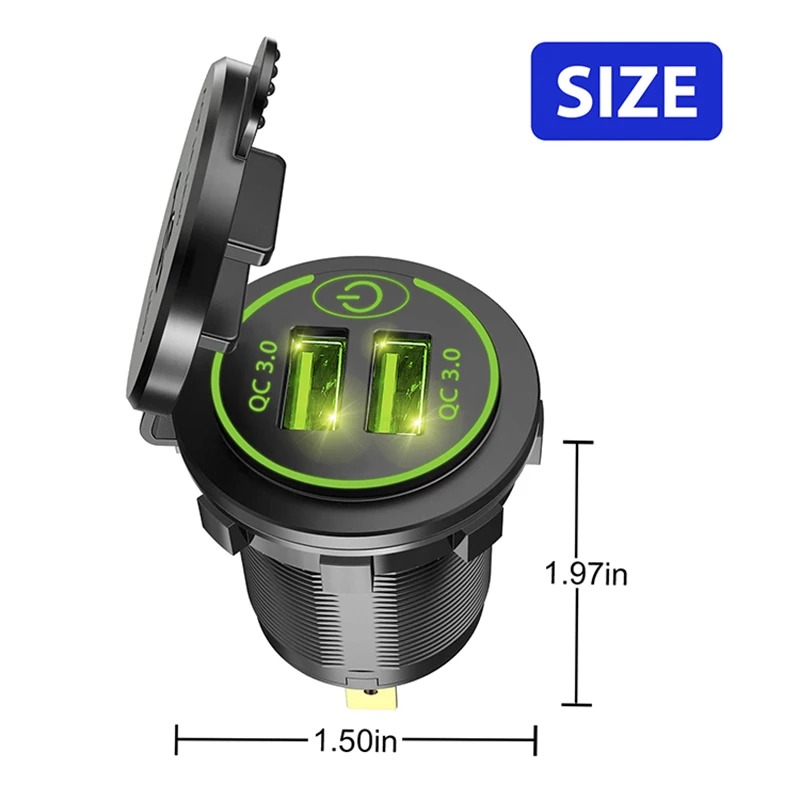   3.0  USB  ڵ   ׼  12V/24V PD QC3.0  ܼƮ, ġ  Led  