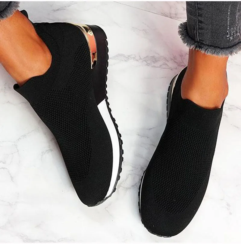 Women 2021 Summer Breathable Sneakers Woman Elastic Band Mesh Flats Female Comfortable Vulcanized Ladies Sports Shoes Plus Size