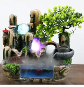 

Rockery Running Water Decoration Indoor Living Room Desk Decoration Fountain Fish Tank Glass Fish Home Factory Direct Selling Co