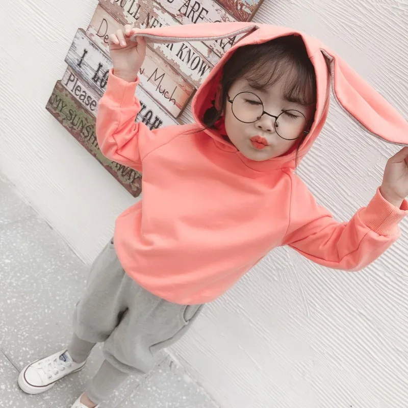 

Girls Cartoon Rabbit Ear Two-Piece 2019 Autumn Korean-style 3456-Year-Old Small CHILDREN'S Leisure Sports Suit Fashion Spring Cl