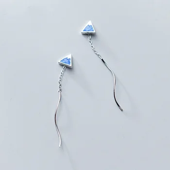 

925 Sterling Silver Blue Snow Mountain Ear Line Earrings For Women Fashion Silver Long Ear Line Earrings Wholesale