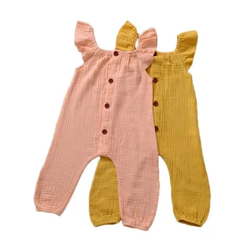 

2020 Summer Sleeveless Newborn Baby Girl Boy Clothes Cotton&linen Button Romper Jumpsuit Soft Baby Outfit One Piece