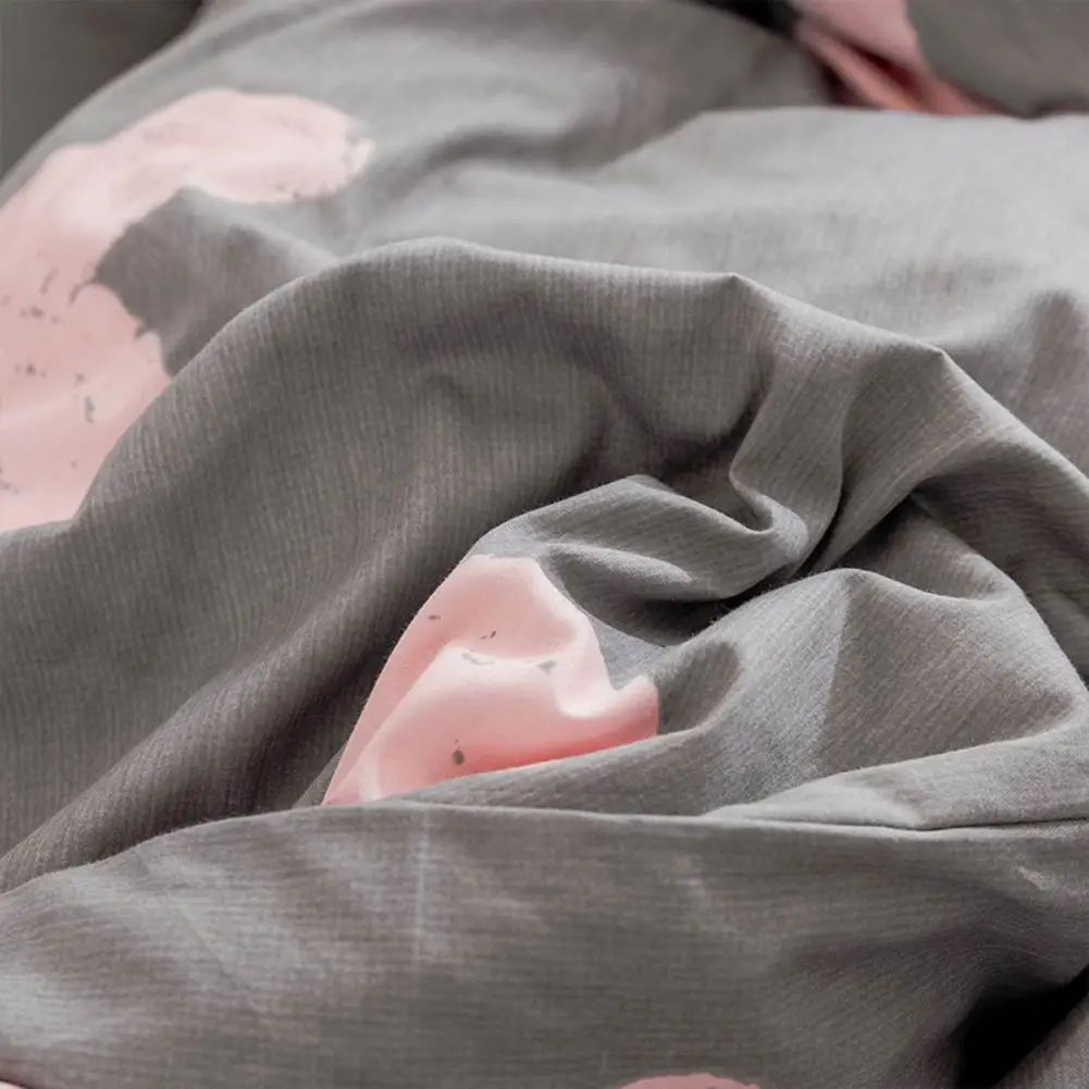 Свинка кролик мультфильм розовый пододеяльник набор пододеяльников набор хлопковых постельных принадлежностей постельное белье двойной Королева Король Плоский лист простыня