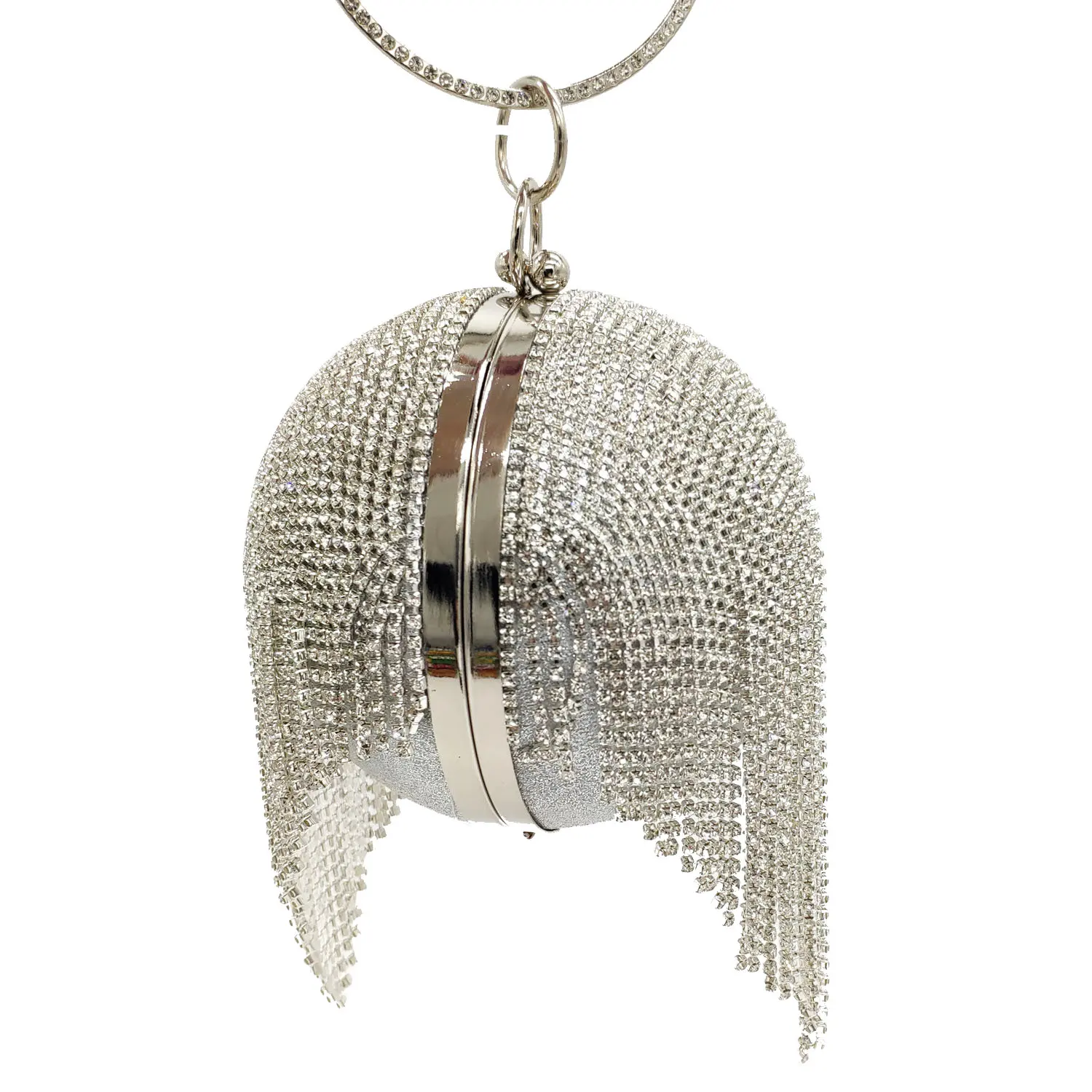 Женский клатч с кисточками Boutique De FGG золотистая круглая сумка и стразами вечерние