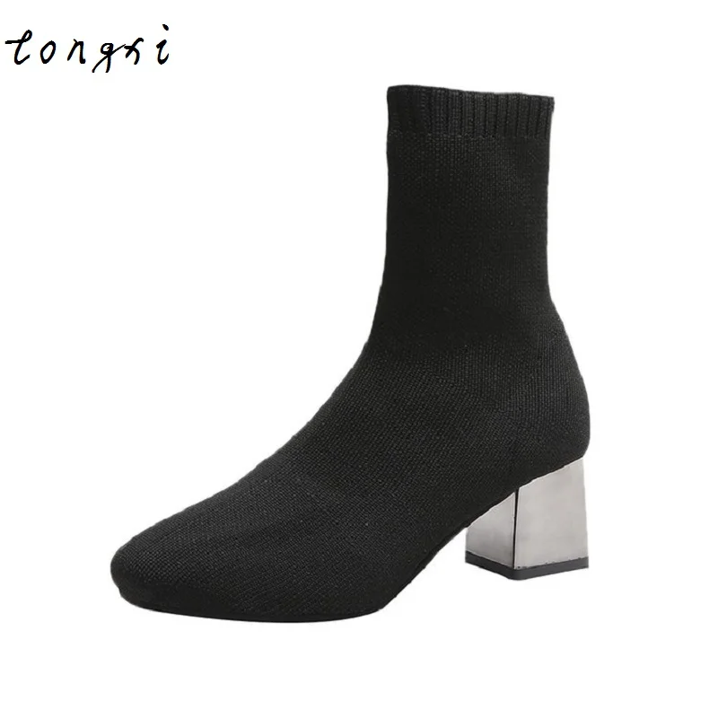 

Tongxi autumn and winter new women's comfortable shallow mouth pointed boots women's simple sweet wild boots