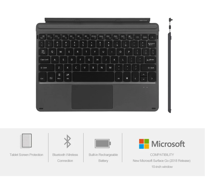 B.O.W Bluetooth беспроводная клавиатура для microsoft Surface go7, 750 аккумуляторная батарея+ 7 цветов с подсветкой+ трекпад+ тонкий дизайн