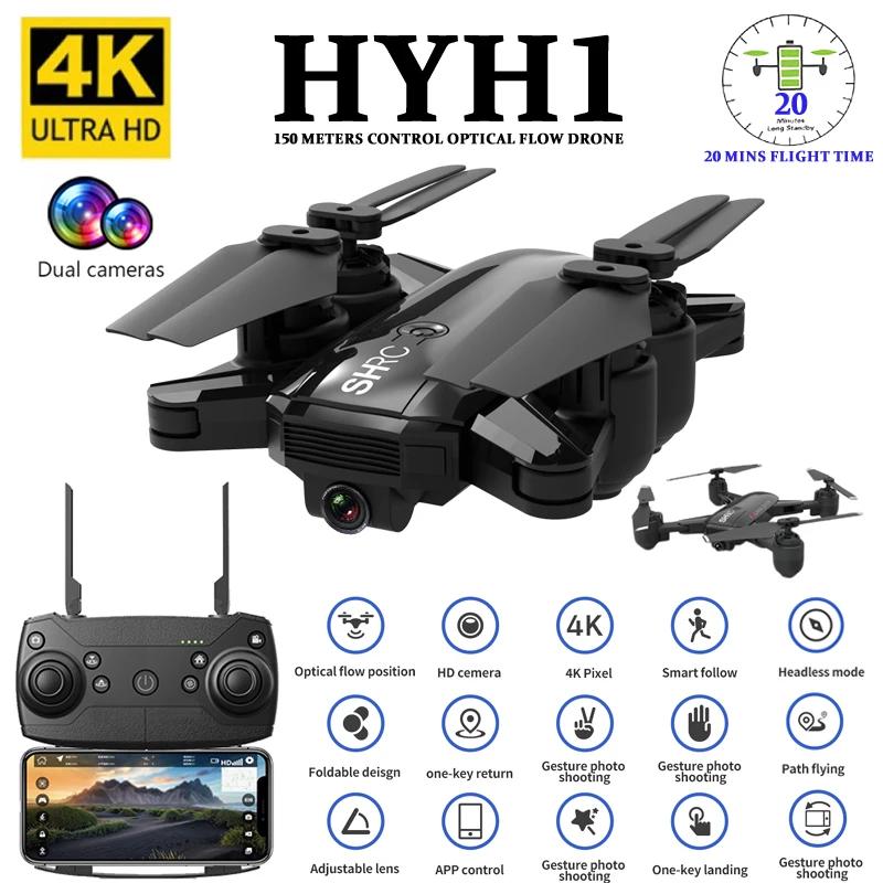 

HYH1 Drone with 4K Camera HD Foldable Drones One-Key Return WIFI FPV Quadcopter Follow Me RC Helicopter Quadrocopter Kid's Toys