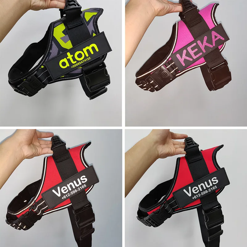Online Arnés de perro etiqueta de identificación personalizada perro arnés K9 perro nombre Collar chaleco etiqueta personalizada etiqueta reflectante nombre de Perro etiqueta suministros para mascotas