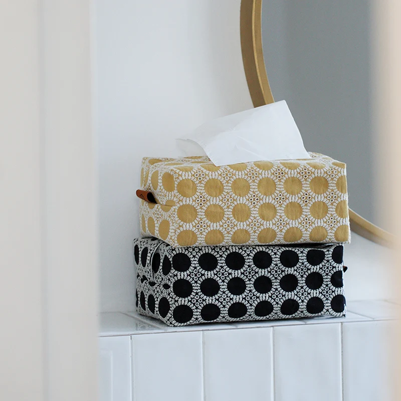 Ins стиль Чистый хлопок вышивка бумажная коробка для полотенец гостиная столовая