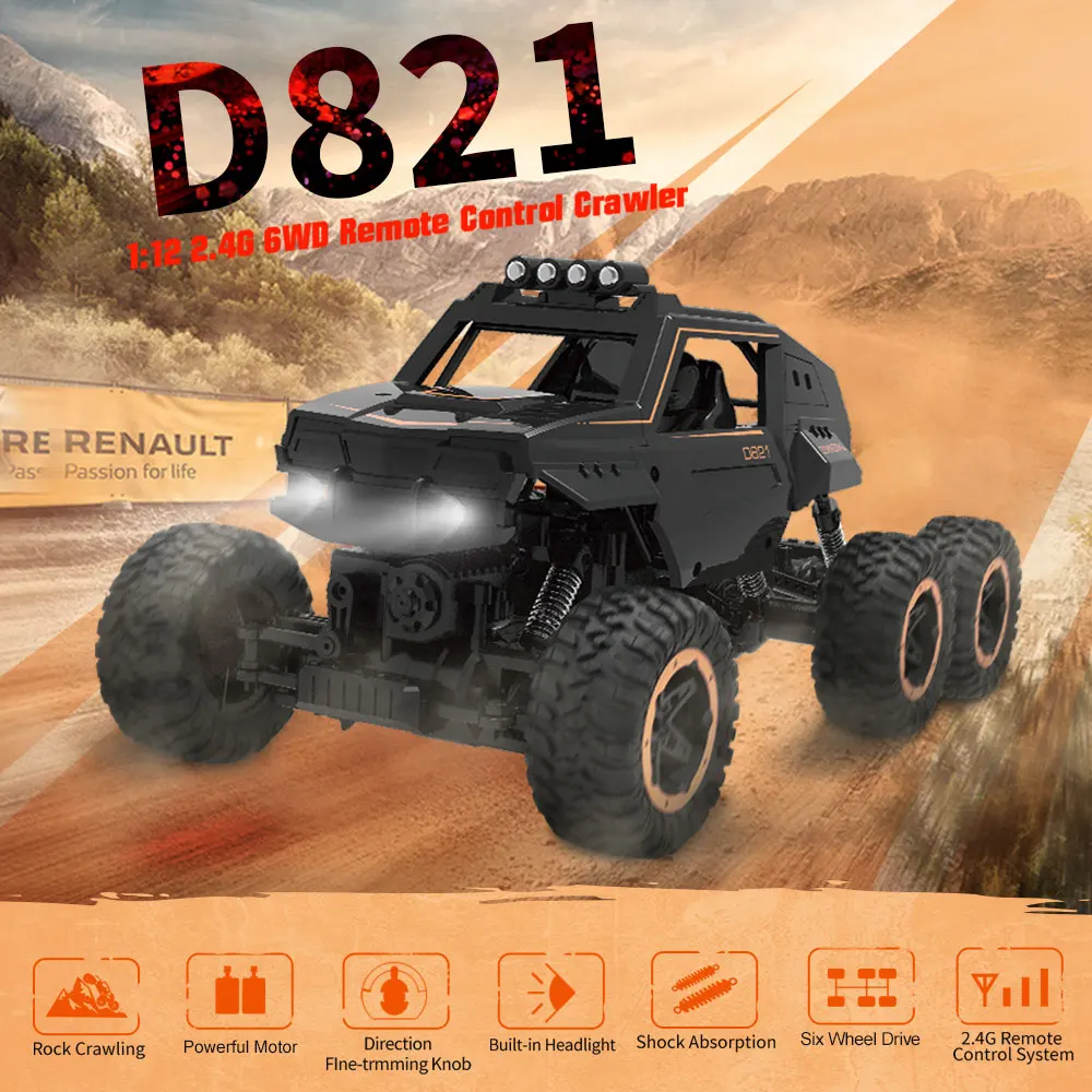 Оригинальный YIDAJIA D821 RC автомобиль Crawlers RTR 1/12 масштаб 6WD 2 4 GHz внедорожный Грузовик