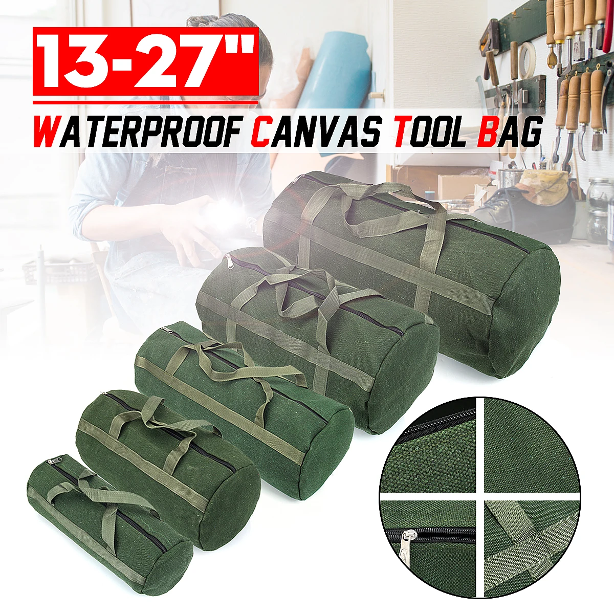 

Multifunctional ThickCanvas Tool Bag Waterproof Wearable Storage Bag Woodworking Water and Electricity Auto Repair Manual Box