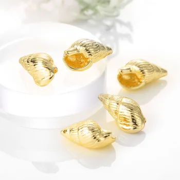 

6PCS 10x18MM Hole 1MM 24K Gold Color Plated Brass Conch Charms Pendants High Quality Diy Jewelry Accessories