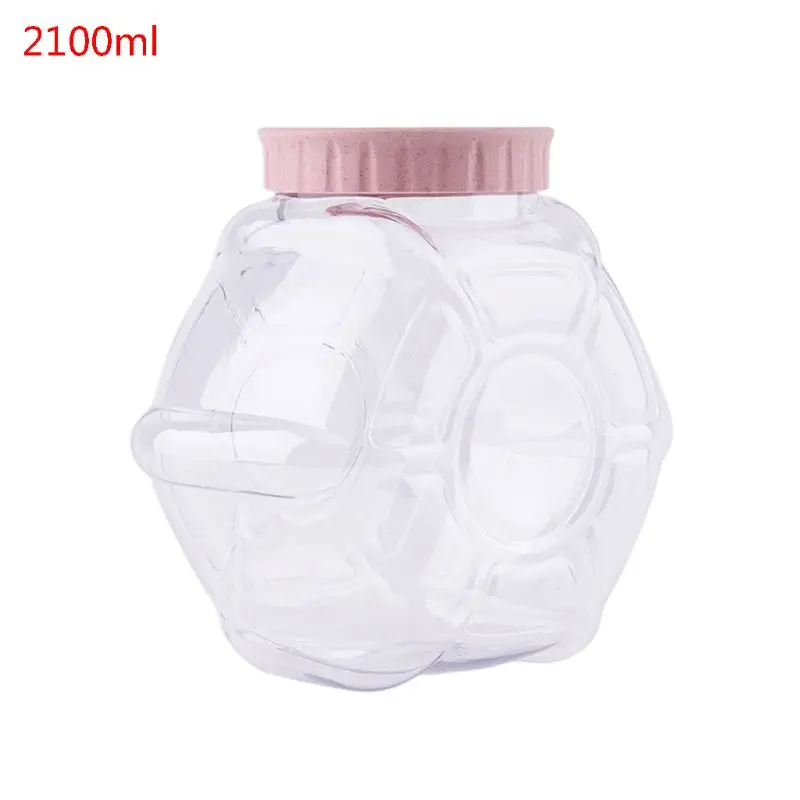 Розовый 2100ml Kitchen Food Container Seal Pot Tea Coffee Candy Storage Plastic Cereals Snacks Box Cookie Canister Jars - Цвет: Розовый