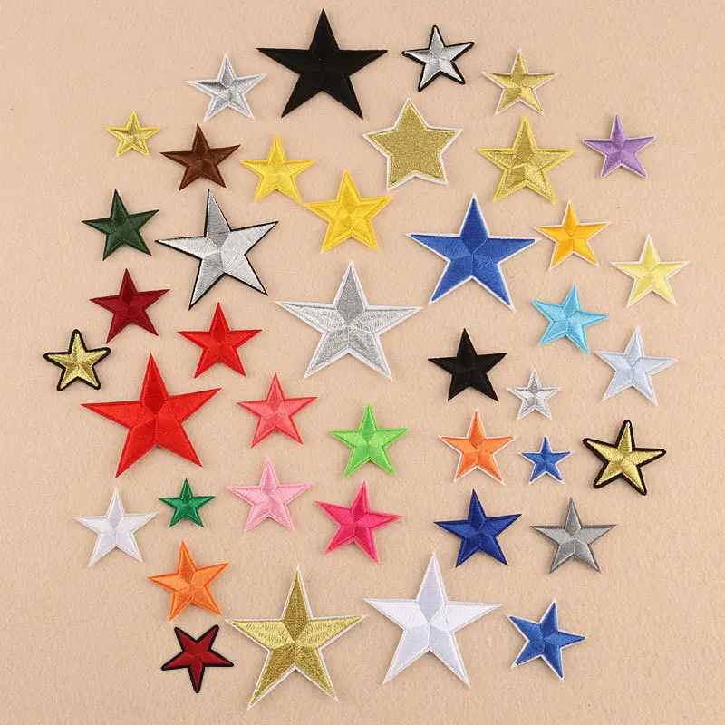 GUGUTREE embroidery star patches five-pointed stars badges applique patch for clothing DK-204121 | Дом и сад
