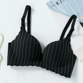

Women Bra Underwear Bra Set New Striped Sexy Bra One-piece No Steel Ring 3/4 Back Cup Gathered Seamless Bra Top