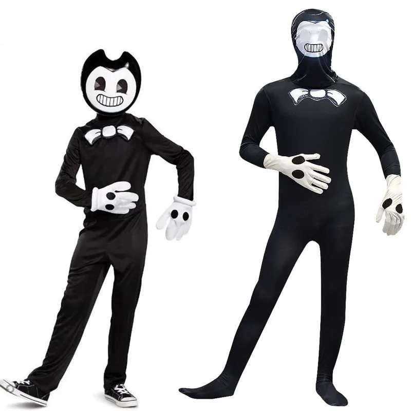 Game Bendy Cosplay Costume Jumpsuit Zentai Bodysuit Halloween Fancy Dress