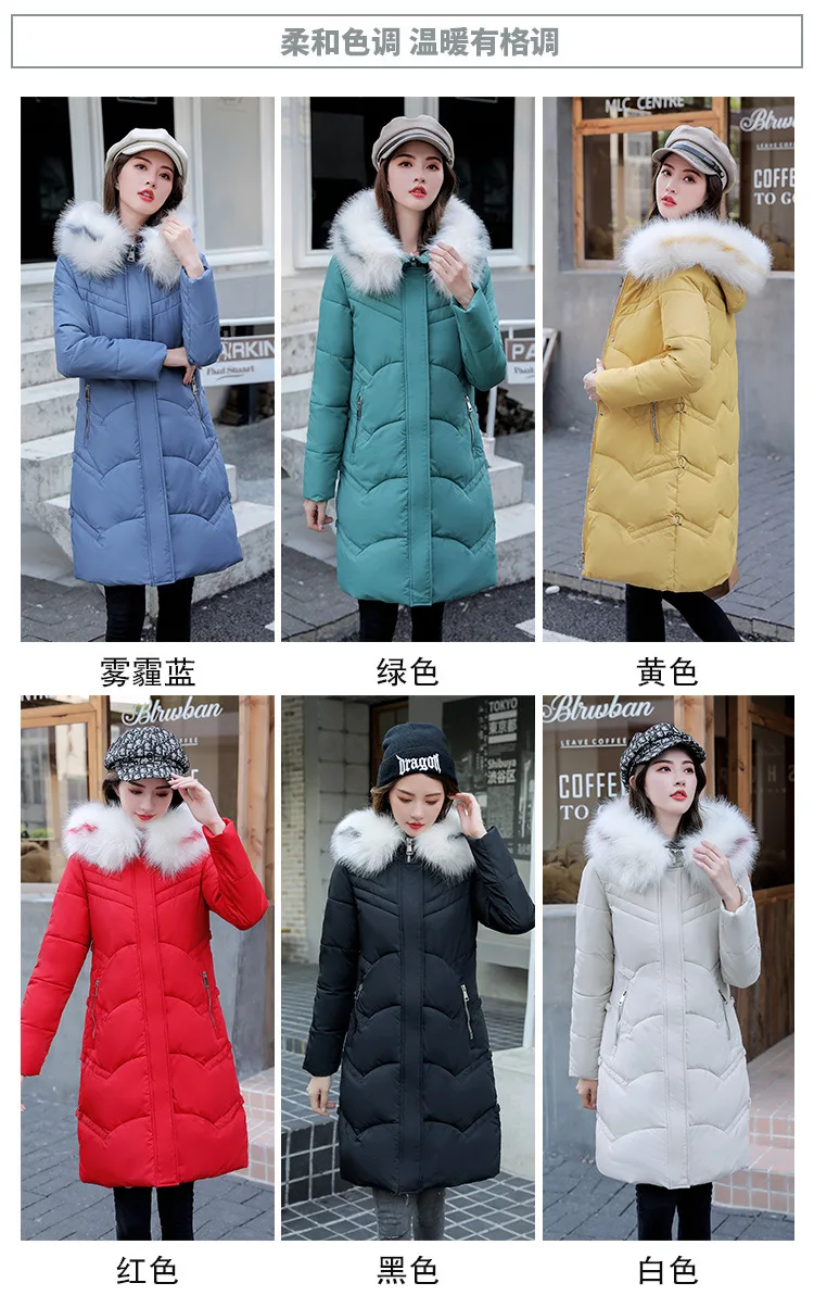 Зимняя куртка, женская зимняя куртка, Женская куртка средней длины, Корейская версия, пуховик из хлопка