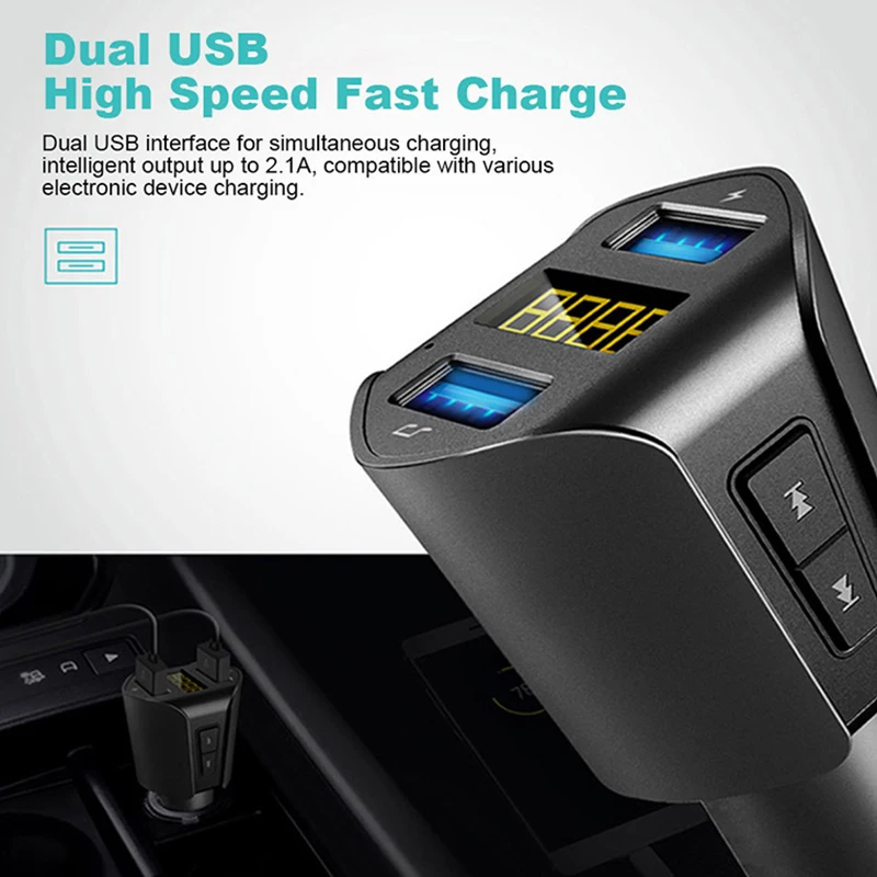 Bluetooth fm-передатчик автомобильное зарядное устройство двойной USB MP3 музыкальный плеер слуховой аппарат комплект с одной кнопкой, простота в эксплуатации, обеспечивает