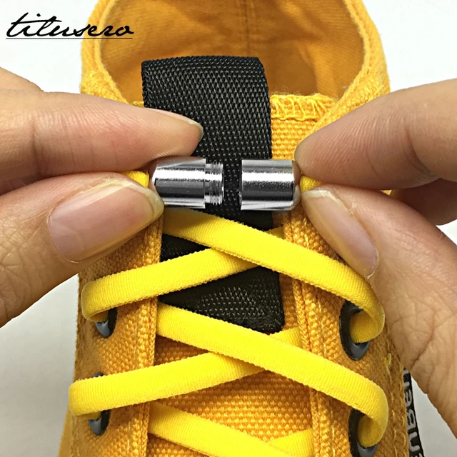 Colorful No Tie Shoelaces With Metal Lock For Elastic Red Sneakers Set Of 2  From Blancnoir, $12.16