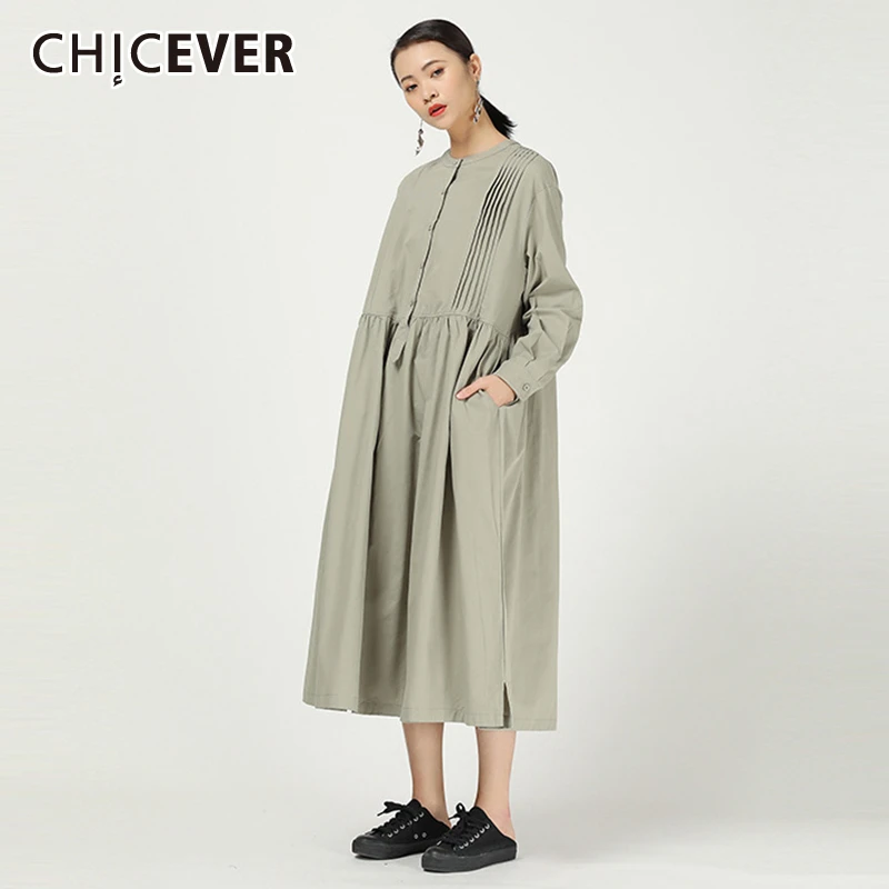 CHICEVER лоскутное платье с рюшами женское О-образным вырезом длинным рукавом