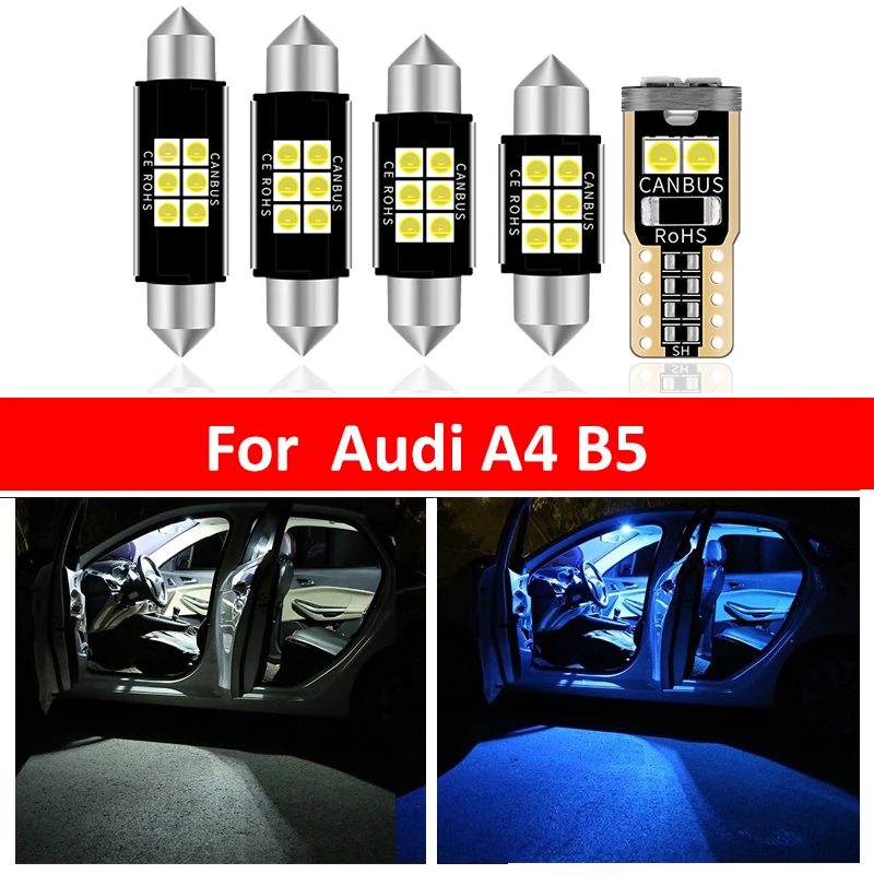 

13Pcs Car White Interior LED Light Bulbs Package Kit For Audi A4 B5 1996-1998 Map Dome Trunk Lamp Iceblue