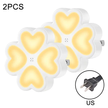 

2Pcs 0.5W Stylish Warm Petal Heart Shape Smart Sensing Bedside LED Night Light Wall Lamp decoration for home bedroom hotel