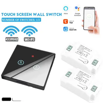 

Smart Wireless Switch Light WIFI 433Mhz Relay Receiver RF Remote Control panel AC 1AC90-250V Receiver Wall Panel for Light LED