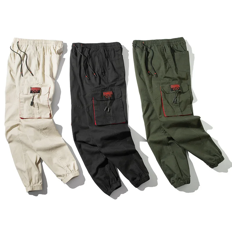 

2019 Spring And Autumn Fashion-Multi-pockets Joint Bib Overall Ankle Banded Pants Loose Harem Pants Plus-sized Large Size Men's