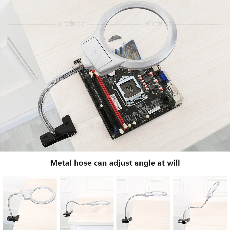 2.5X 5X осветительная Лупа микроскоп увеличительное стекло со светодиодными лампами Настольный зажим для чтения лампе лупа инструмент для ремонта ювелирных изделий