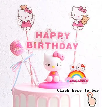1pc Dessin Anime Mickey Chat Hello Kitty Joyeux Anniversaire Gateau Topper 1st Anniversaire Bebe Douche Mariage Princesse Fete Cupcake Fournitures Aliexpress