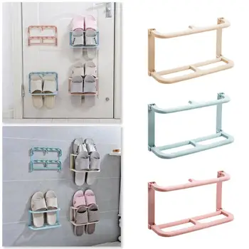 

Foldable Shoes Rack Double-Layer Slippers Rack Shoes Wall Domestic Hanging Holder Slippers Organizer Shelf Storage Mount Ra P8M2