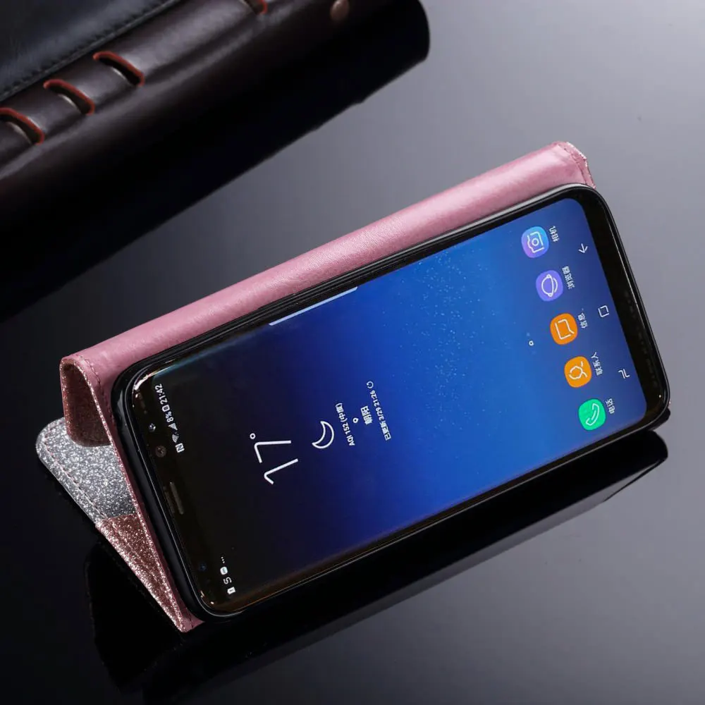 Элитный сверкающий чехол для бумажник чехол для samsung Galaxy A3 A5 J3 J5 ЕС кошелек для J3 J6 J4 Plus тонкий 360 Защитная крышка