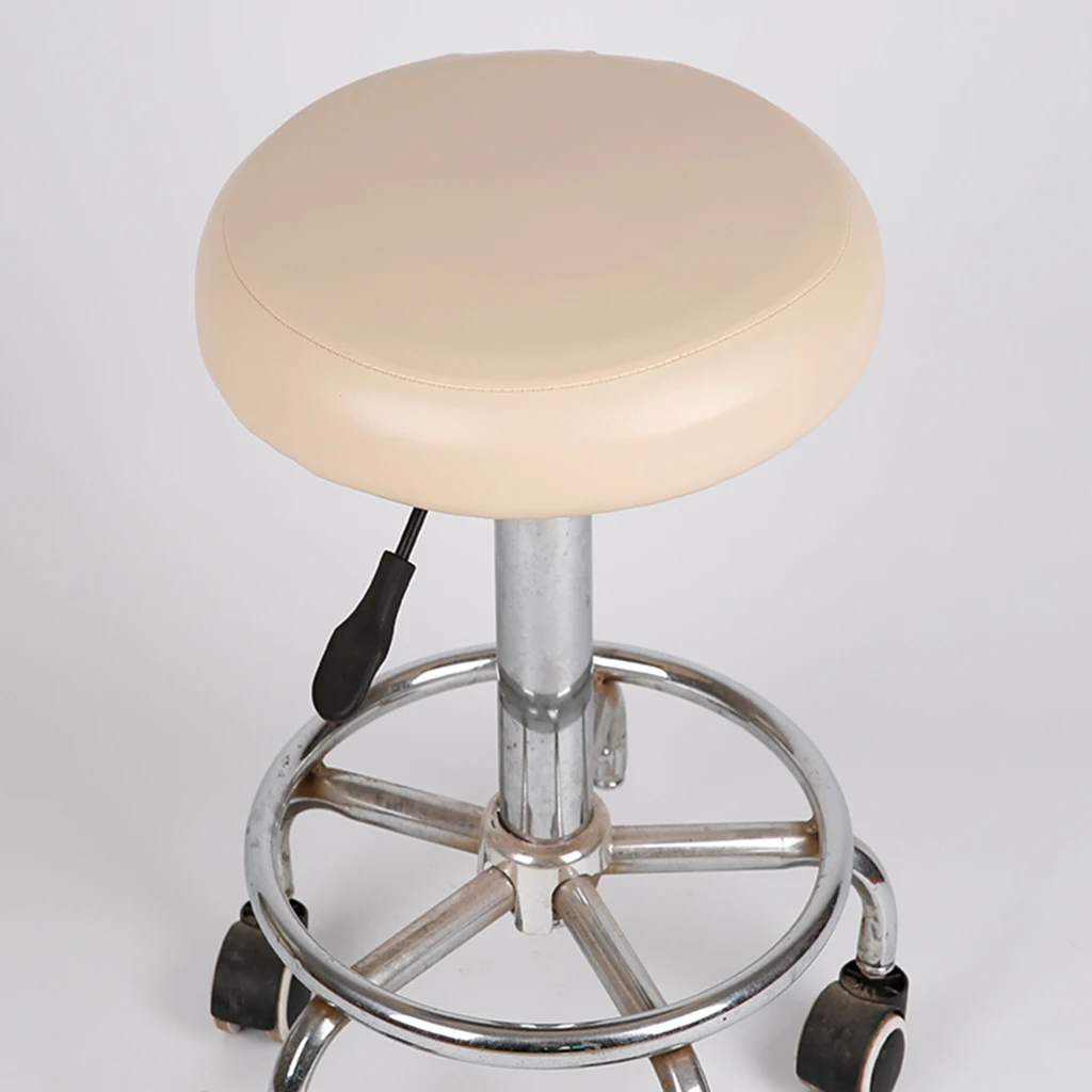 Stretch Bar Stool Covers Waterproof PU Round Rotatable Chair Seat Cases
