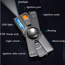 Многофункциональный светодиодный Спиннер электрическая плазменная Зажигалка беспламенная электронная сигарета usb-зажигалка, ветрозащищенная перезаряжаемая зажигалка
