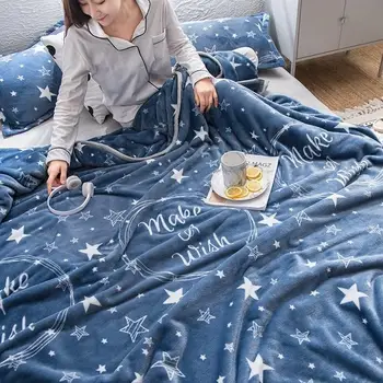 

24 Stars Printed Soft Flannel Blankets For Beds Queen King Size Summer Throw Winter Sofa Cover Bedspread Plaid Blankets