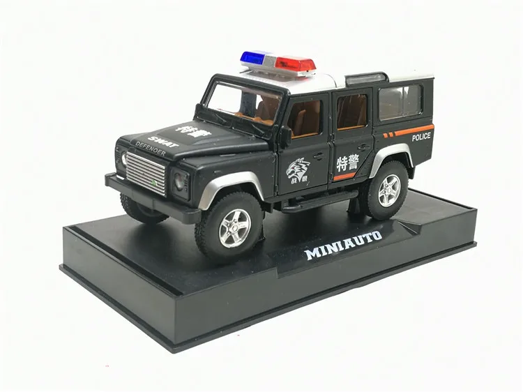 Высокая имитация, 1:32, Land Defender, Джип, полицейский сплав, автомобиль, звук и светильник, модель для мальчиков, детская игрушка, подарки - Цвет: A