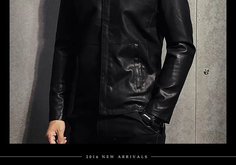 Осень и зима стиль корейский стиль Slim Fit Стенд воротник Мужская кожаная куртка Молодежный Локомотив pu кожаная куртка повседневная