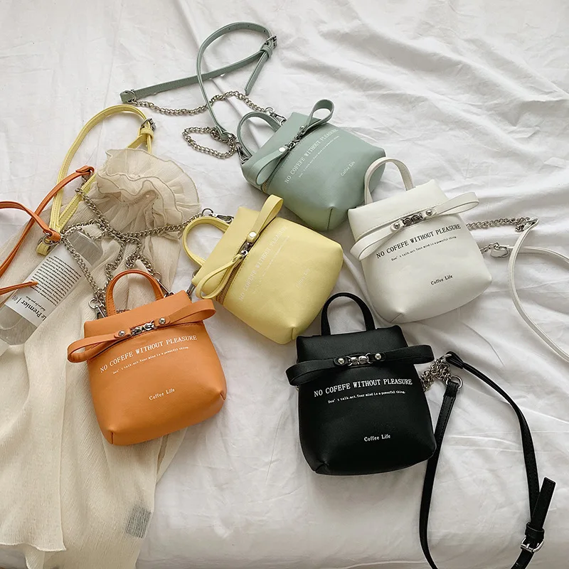 

2019 new Candy-colored mini bucket bag zipper shoulder diagonal women's bag