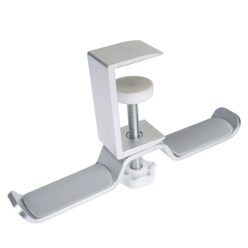 Aluminium Alloy Headphone Holder Headset Bracket Hanger Metal Wall Clamp Hook Rotatable Double Earphone Stand Desktop