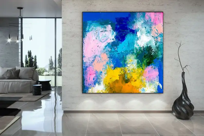 Art & Collectibles Oil Painting Hot Pink Room Decor Abstract Art Canvas