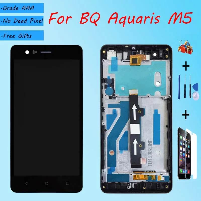 Для BQ Aquaris M5 ЖК-дисплей сенсорный экран в сборе с передним чехол Сенсорное стекло