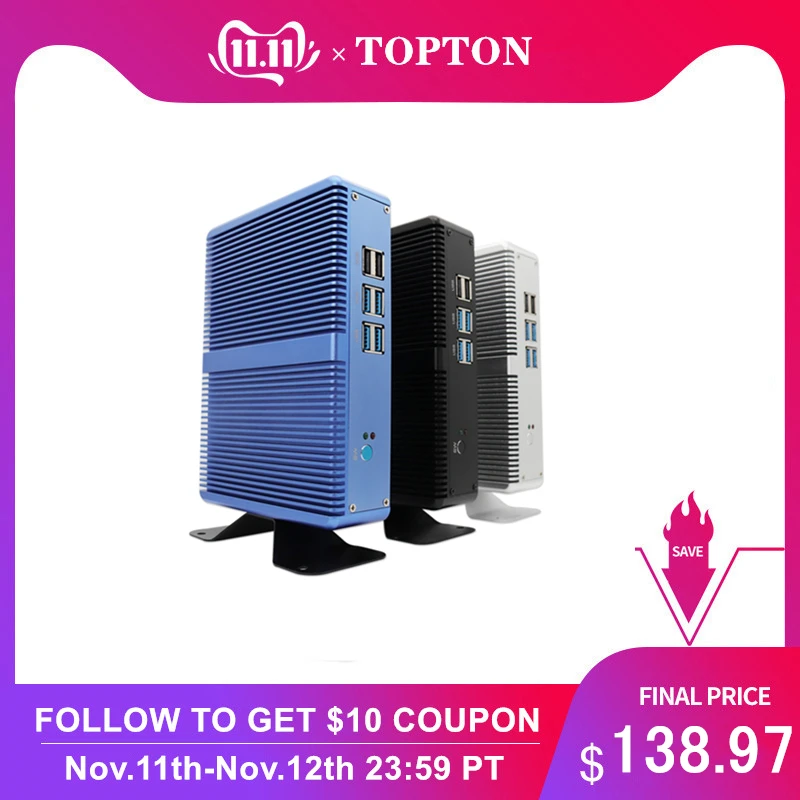 Новый мини-ПК без вентилятора i7 i5 7200U i3 7100U DDR4/DDR3 Win10 Pro Barebone Nuc компьютер Win10 Pro Linux HTPC VGA HDMI WiFi Gigabit Lan