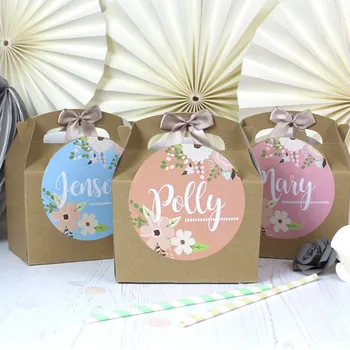 

Personalised Childrens Activity Party Favour Gift Box KRAFT GARDEN ROSE gift box Wedding Birthday Party Gift Bag with Bow