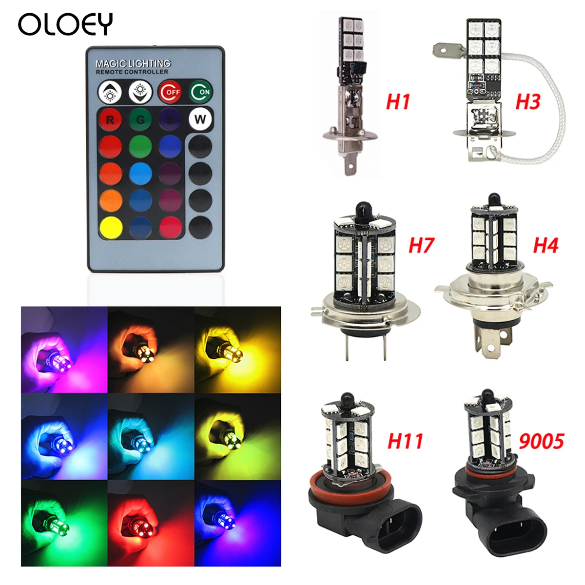 2x H11 H9 H8 5050 светодиодный 27SMD RGB автомобильный головной светильник лампа для