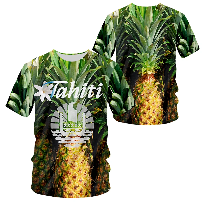 3D Printed Tahiti Polynesia Pineapple Summer T-shirt Shorts Set Sportswear Tracksuit O Neck Short Sleeve Men's Clothing Suit